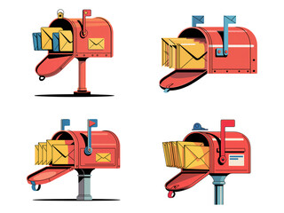 Mail Carrier Equipment – Mailbag, Letters, and Mailbox Vector Illustration for Postal Delivery