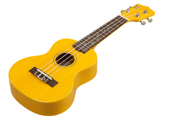 Yellow Ukulele: Vibrant Musical Instrument, Hawaiian Guitar on white background
