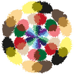 Colorful abstract circles. Dynamic vibrant pattern. Geometric radial design. Vector fluid shapes.