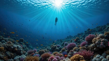 Fototapeta premium Exploring the Vibrant Underwater Coral Reef Ecosystem