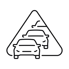 Traffic congestion warning sign indicating a delay on urban roads during peak travel hours