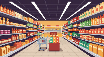 Bright Supermarket Aisle Interior