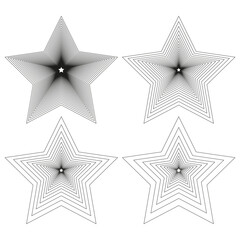 Glossy star icon. Shiny 3D shape. Outlined abstract star. Vector white form.