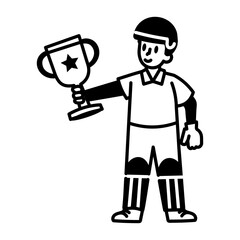 A hand drawn style icon of winner trophy
