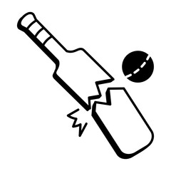 A doodle style icon of broken bat
