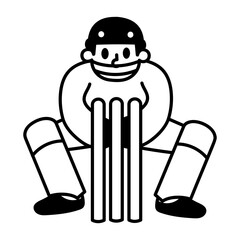 A hand drawn style icon of wicket keeper
