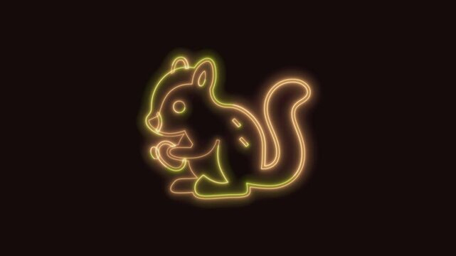 Chipmunk Icon Neon Seamless Loop 4K (Black Background) | Animated Promotional Typography for Video Editing