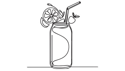 Continuous one single minimal line drawing soft soda drinks