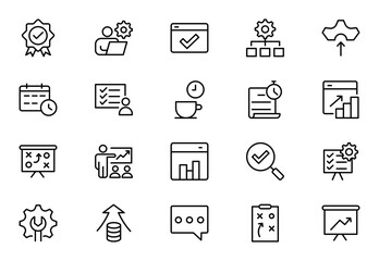 Action Plan Icon Set. High-Quality Icons for Planning, Strategy, Project Management, and Task Scheduling Solutions. Vector illuatration. Editable stroke.