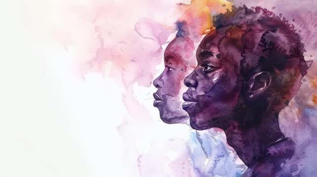 Celebration of juneteenth freedom day with vibrant watercolor art. Horizontal banner. Copy space. Juneteenth Freedom Day. Kwanzaa. Black History Month. Watercolor illustration