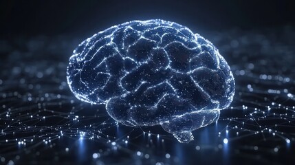 Digital representation of a brain illuminated with glowing connections and neural pathways