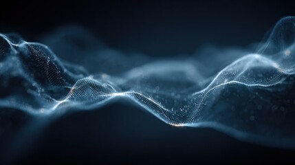 Waves of light in an abstract digital landscape at nighttime