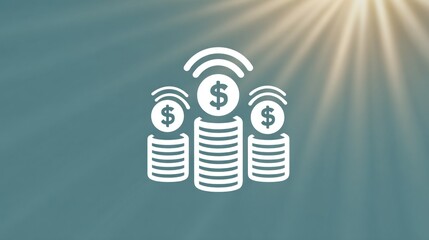 Money symbol with stacked coins against a soft background representing financial growth