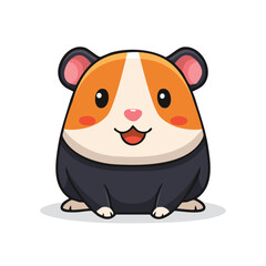 Fototapeta premium Minimal Flat Vector of a Cute Guinea Pig with Bold Black Outline, Happy Expression, No Gradients
