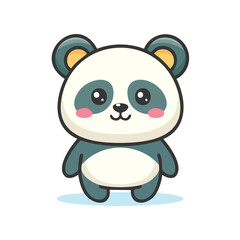 Fototapeta premium Cute Panda Vector with Bold Outline and Happy Face in Minimal Flat Style