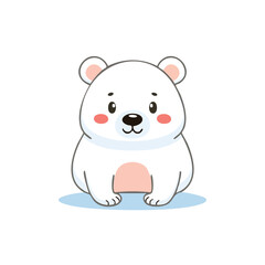 Fototapeta premium Minimal Flat Vector of a Cute Polar Bear with Bold Black Outline, Happy Expression, No Gradients