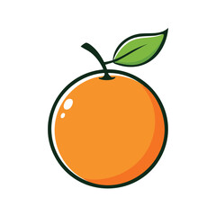 Minimal Flat Vector of an Orange with Bold Black Outline, No Gradients, Clean Isolated Style

