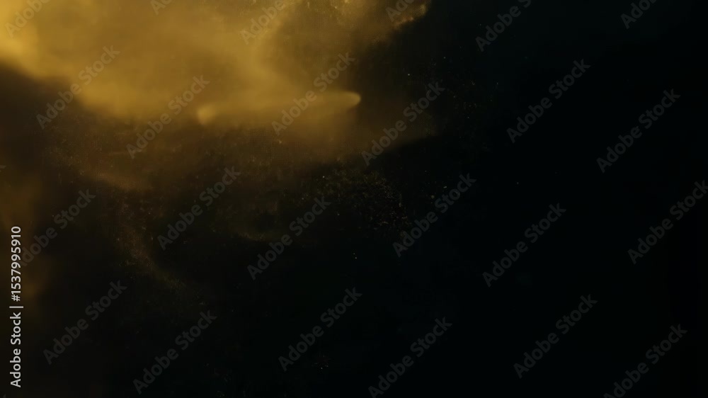 Poster Abstract dynamic cloud of dust particles dispersing against black background in explosion