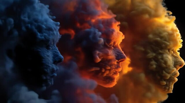 Smoke Portraits Dark with Fire, and Gold.