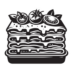 Black Lasagna Silhouette Vector, High Quality Illustration on White Background
