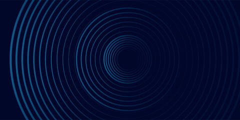 Abstract blue glowing geometric lines on dark blue background. Modern shiny blue circle lines pattern. Futuristic technology concept. Suit for cover, poster,