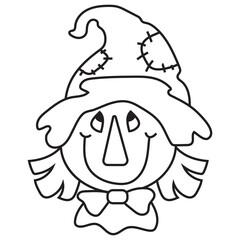 Cute  scarecrow  coloring page vector cartoon illustration