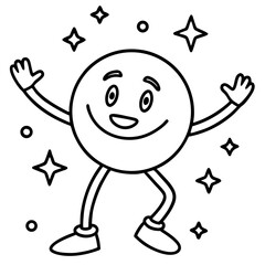 Minimal Line Art of Circle Character Pose