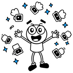 Floating Elements Around Boingo Cartoon Design