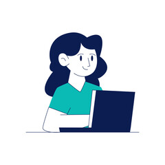 women with laptop flat illustration vector
