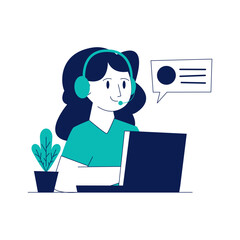 women with laptop flat illustration vector