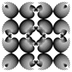 op art creative pattern, ornament, modern black and white background, vector decorative element