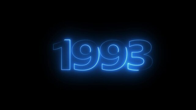 1993neon line text. Abstract 1993 neon text animation, Glowing neon number text background 4k video animation . important year, important date 1993.