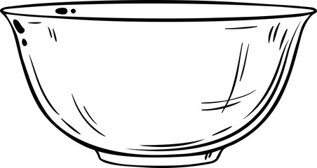 Tea Bowl Isolated Outline Illustration