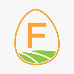 Obraz premium Farming Logo On Letter F Concept For Agriculture Symbol Vector Template