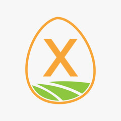 Obraz premium Farming Logo On Letter X Concept For Agriculture Symbol Vector Template