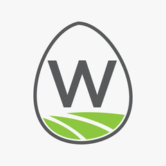 Farming Logo On Letter W Concept For Agriculture Symbol Vector Template