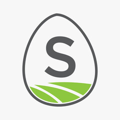 Farming Logo On Letter S Concept For Agriculture Symbol Vector Template