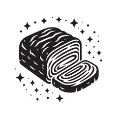 Black Meatloaf Silhouette Vector, High Quality Illustration on White Background