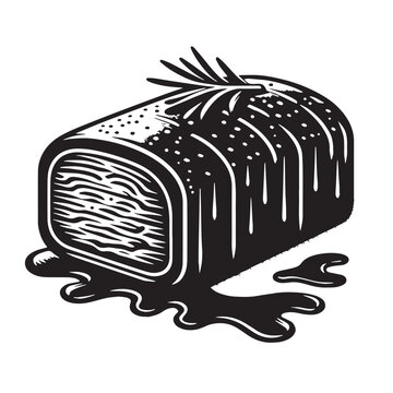 black and white roast beef with rosemary clip art preview