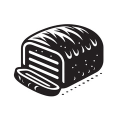 Black Meatloaf Silhouette Vector, High Quality Illustration on White Background