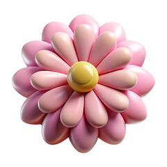 3d rendered pink and peach flower with a yellow center isolated on a black background