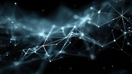 Complex network of interconnected lines and points illustrating digital connections