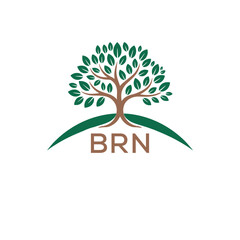 Obraz premium Eco Tree Logo with BRN Text – Green Nature Concept Emblem Design. BRN Letter Logo. 