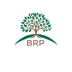 Eco Tree Logo with BRP Text – Green Nature Concept Emblem Design. BRP Letter Logo.
