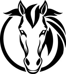 Horse Portrait Vector. Black and White Wild Horse Silhouette SVG Logo. Equine Stencil. Horse Vector
