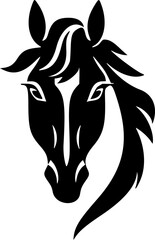 Majestic Horse Black and White Vector. Wild Horse Silhouette SVG. Monochrome Equestrian Stencil. Horse Vector