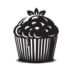 Black Muffins Silhouette Vector, High Quality Illustration on White Background