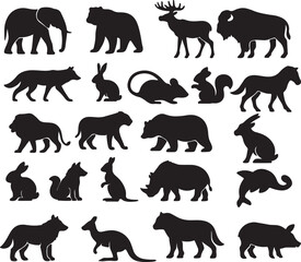 A 2D vector pack of twenty solid black silhouettes showcasing various machines, mechanical parts, industrial equipment, and technical objects. Designed for use in industrial, mechanical, or engineerin
