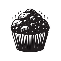 Black Muffins Silhouette Vector, High Quality Illustration on White Background