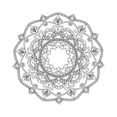 round lace frame Mandala art. Floral pattern on white background. Luxury and classy. Make a coloring book, cover, meditation, yoga for adults, teens and kids. Vector art.